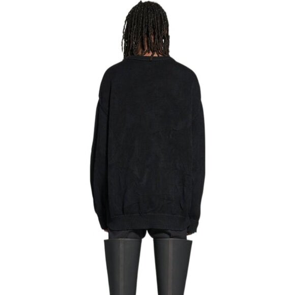 Balenciaga Logo Embroidered Knit Jumper men's  navy blue  sweater size L - Picture 2 of 14